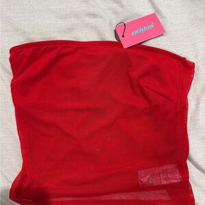 Edikted Red Mesh Crop Top